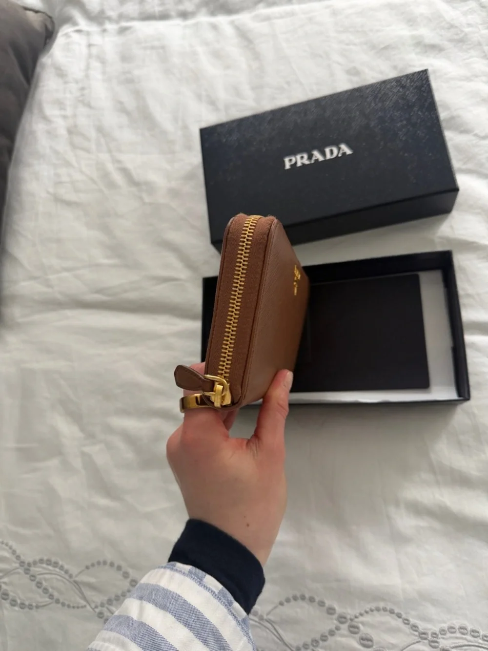Prada Brown Saffiano Zip-Around Wallet with Gold Logo - Picture 4 of 4
